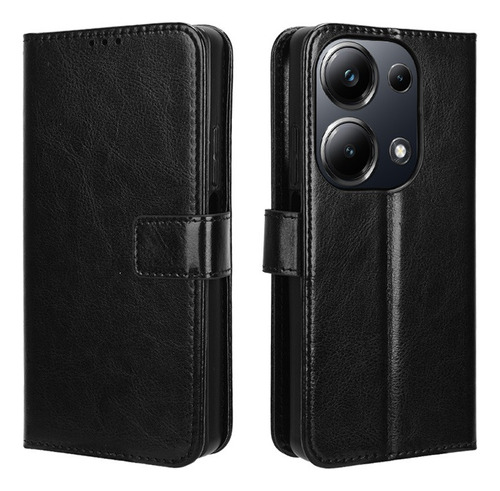 For Xiaomi Poco M6 Pro 4g Pu Wallet Card Slot Case+lanyard
