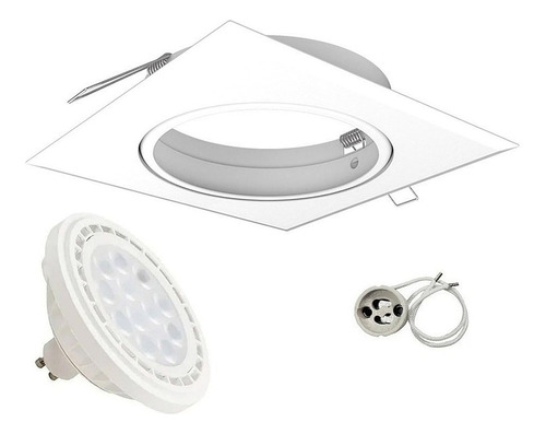 Spot Embutir Ar111 Cuadrado Blanco Lampara Led 12w Gu10 220v