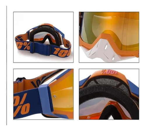 Antiparras 100% Motocross Mtb & Atv Sky Visor Espejo Naranja Amarillo Unico