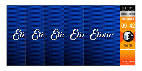 Pack De 5 Cuerdas Para Guitarra Eléctrica Elixir 12002