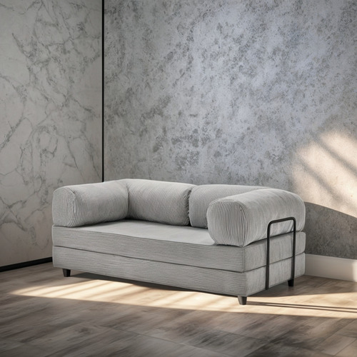 Sillon Teddy Sofa Cama En Caja 180x100x70cm 35kg/m3 Alta Den Gris Claro