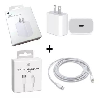 Cubo De Carga 20w + Cable Usb-c 2m Para iPhone 11 12 13