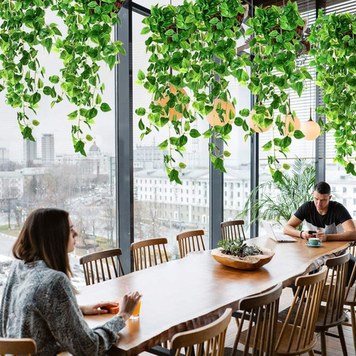 Plantas Artificiales Colgantes C/diseño De Hiedra, 4 Piezas