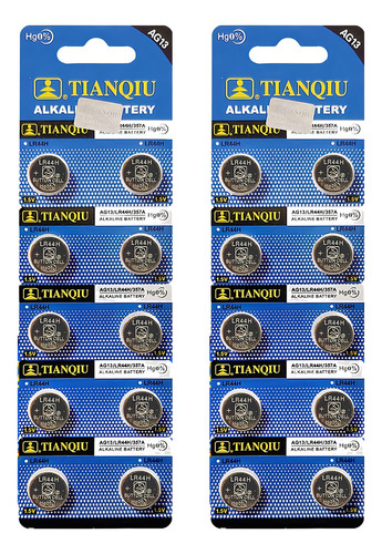 Tianqiu Lr44 Ag13 357a Batería Alcalina De Botón De 1,5 V (20 Baterías)