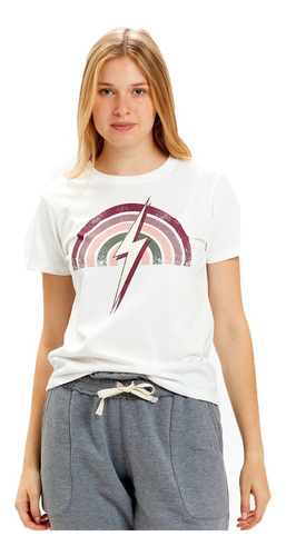 Bolt Remera Lifestyle Mujer Rainbow Blanco Ras