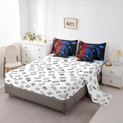 Feelyou Kids Gamer Juego De Cama De 7 Piezas, Tamaño Queen,