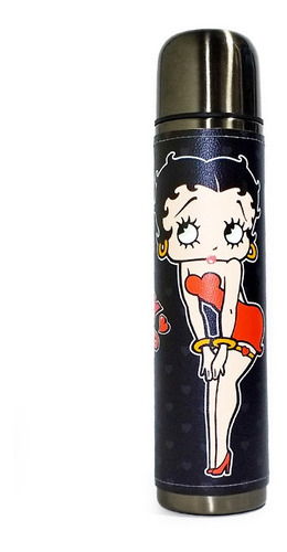 Imagen 1 de 1 de Termo Acero Inoxidable 1/2 Litro Forrado Ecocuero Betty Boop