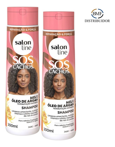 Shampoo Capilar Sos Cachos Intenso Mel Argan 300m Salon Line