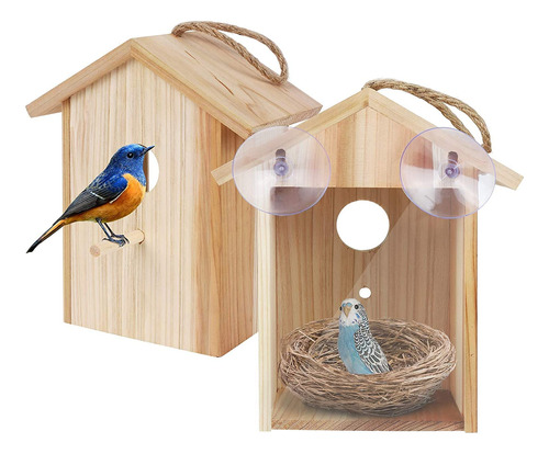 Colorfullavie Casa Para Pajaros Con Ventosa Fuerte Y Cordon