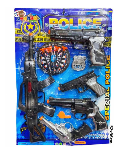 Kit Policía Pistola Lanza Dardos Con Accesorios Juguete 12pz
