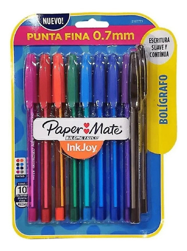  Bolígrafos Paper Mate Kilometrico Inkjoy 0.7mm X10