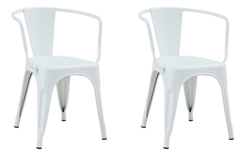 Silla De Comedor Con Apoyabrazo Tolix X6 Reforzada De Hierro Zhome Estructura De La Silla Blanco Asiento Blanco Diseño De La Tela Metal
