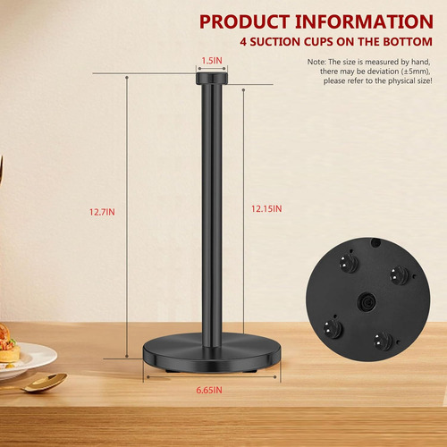 Soporte Para Toallas De Papel Negro Antideslizante