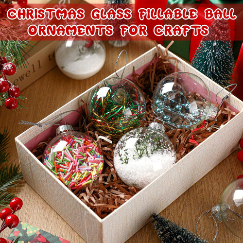 Lilador 24 Pcs Ornamentos De Bola De Vidrio Transparente Par