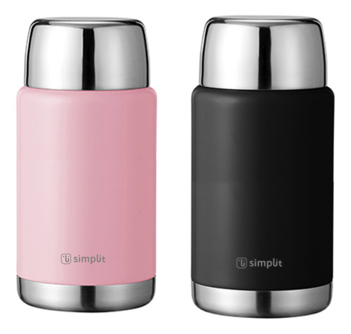 Pack 2 Termos De Comida 750ml Rosado Y Negro Simplit