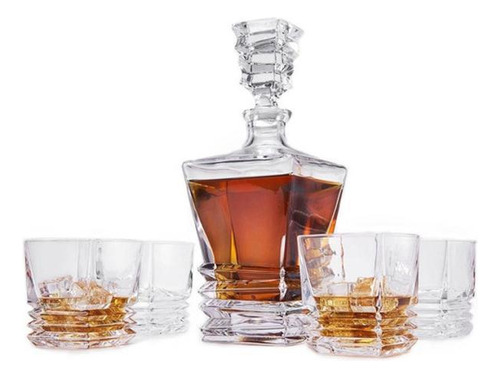 Garrafa Decanter Vidro Whisky/licor 930ml+6 Copos Superluxo