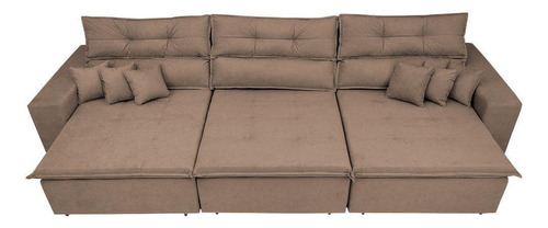 Sofá Cairo 4,12m Retrátil, Reclinável Tecido Suede Castor Cama inBox