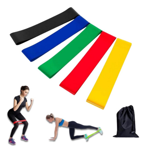 Kit X5 Bandas Elásticas Isometricas Pro Fitness Ejercicio