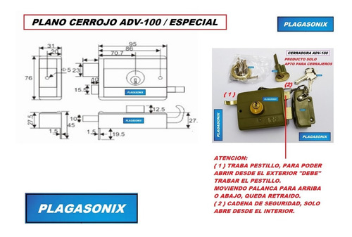 Imagen 2 de 10 de Cerrojo Pasador De Arrimar Yale Con Trampa Y Cadena Adv-100