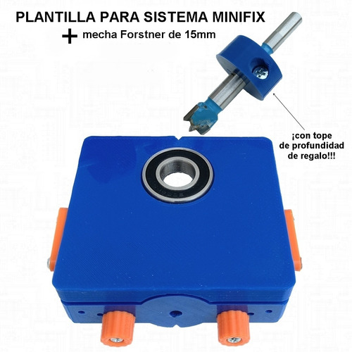 Plantilla Minifix + Mecha Forstner 15mm + Tope De Regalo