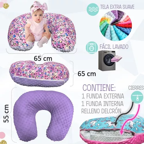 Almohada Cojin Embarazo Lactancia Tela Premium Forro Interno Rosado