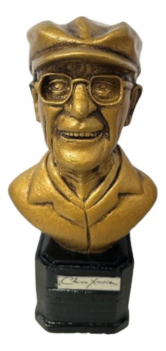 Escultura Busto Chico Xavier Dourado 13,5 Cm Em Resina