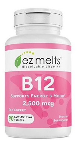 Ez Melts, Vitaminas Solubles, 2500 Mcg, B12, Cero Azcar, S