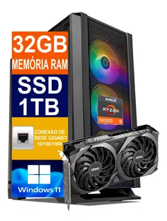 Pc Gamer Cpu Ryzen 5 5600g Ssd 1tb, 32gb Ddr4, Rtx 3060 12gb