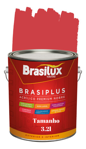 Tinta De Parede Vermelho Paixão 3,2l Brasiplus Fosca