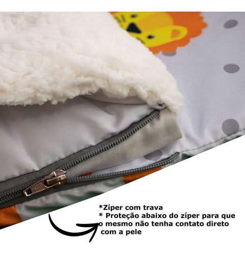 Saco de dormir individual para niños con cremallera para acampar Lion Safari Color