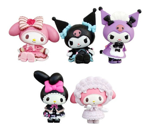 Figuras Kuromi Hello Kitty Sanrio Violeta Jade Pudin Set X5