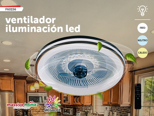 Lampara Ventilador De Techo Aspas Ocultas Iluminacion 28993 50 Cm 60 Hz Blanco Y Cobre Trasparente Plástico 3