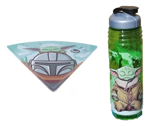 Set Plato Pizzero Y Botella De Agua 780 Ml - Mandalorian