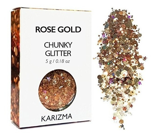Rosa De Oro Chunky Glitter ¿ Maquillaje Cosmético Brillo Kar