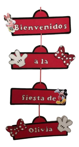 Cartel Puerta Bienvenida Mickey Mouse Minnie