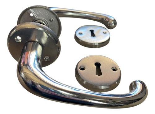 Picaporte Doble De Bronce Platil Modelo Gala Plateado