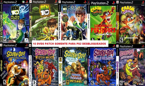10 Jogos (10 Dvds) Ps2 Ben 10 Crash Scooby Doo
