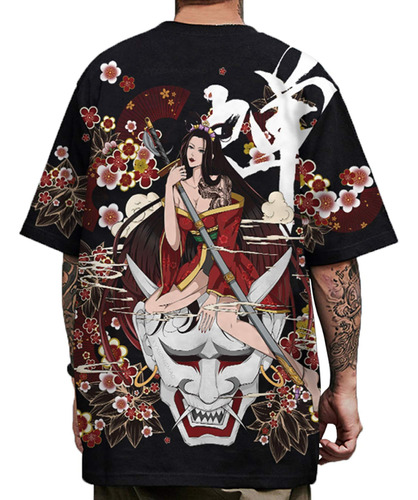 Xyxiongmao Geisha Japonesa Kanji Gráfico Impreso Camisetas C