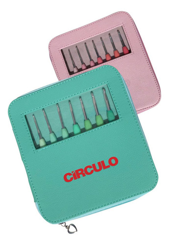 Kit Agulhas Crochê 9 Unidades Cabo Emborrachado Soft Círculo Cor Verde