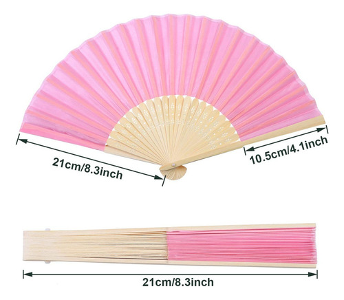 20pzs Abanicos Plegables Mano Rosa Abanicos Tela Para Fiesta