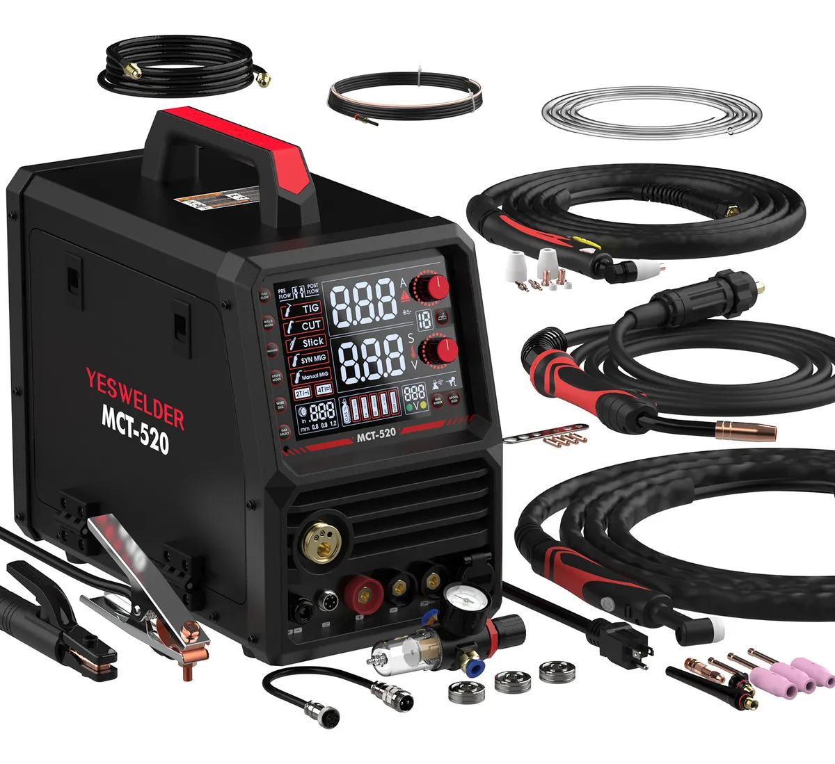 Soldadora y Cortadora YesWelder MCT520 6 en 1: MIG, TIG, MMA y Plasma Inverter