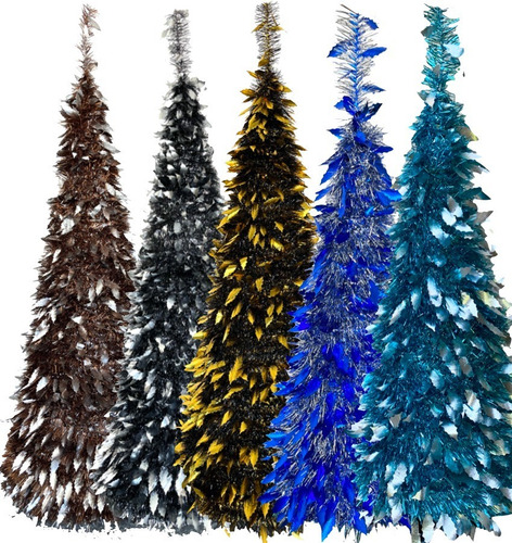 Imagen 8 de 10 de Arbol De Navidad Espiral Plegable 1,50 Mts Hojas Metalizado