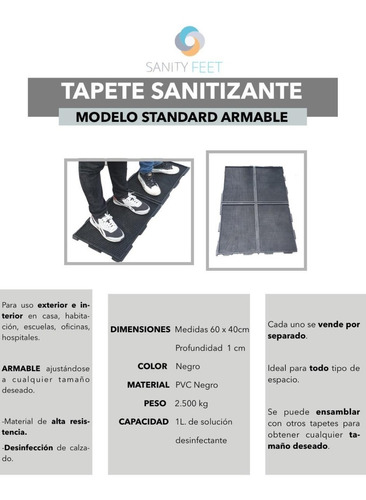 Tapetes (sanitizante, Desinfectante)  Armable 60x40 5 Pzas