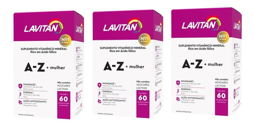 Kit 3 Lavitan Az Mulher - 60 Comprimidos Cada Full