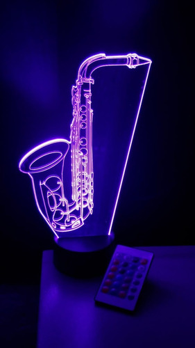 Imagen 5 de 8 de Lampara Led 3d Con Control Saxofon