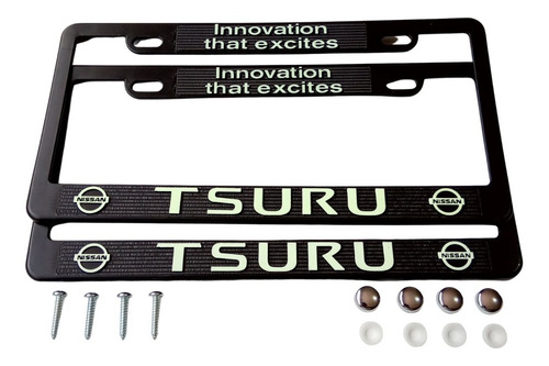 Porta Placas Tsuru Auto Nissan Reflejante Cubre Pijas Kit