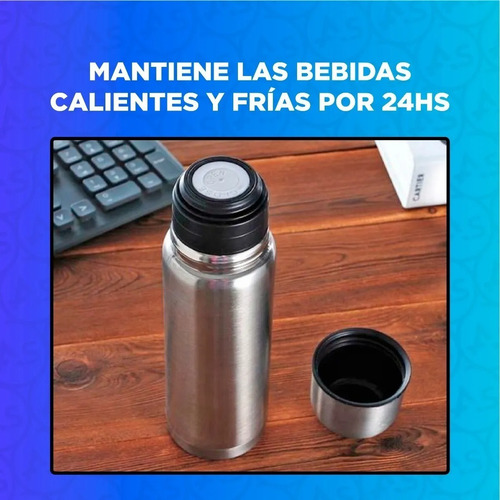 Imagen 7 de 10 de Termo Bala 1 Litro Acero Inoxidable Matero Pico Cebador Mate