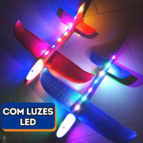 Avião Brinquedo Planador Grande Com Luzes Led Voa De Verdade