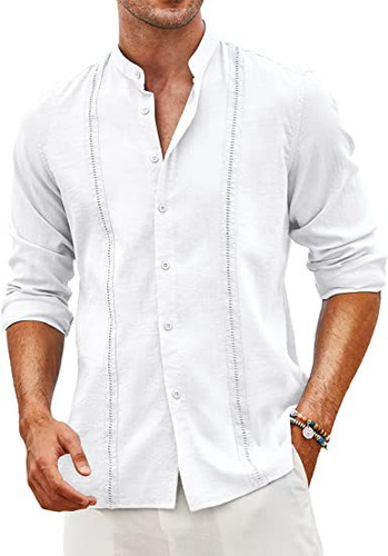 Camisa De Manga Larga Con Cuello Para Hombre