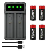 Comprar Batmax 4 Baterías Recargables De Tamaño N Lr1 E90 Mn9100 910a Um-5 Nimh Y Cargador Para Baterías Multiusos N